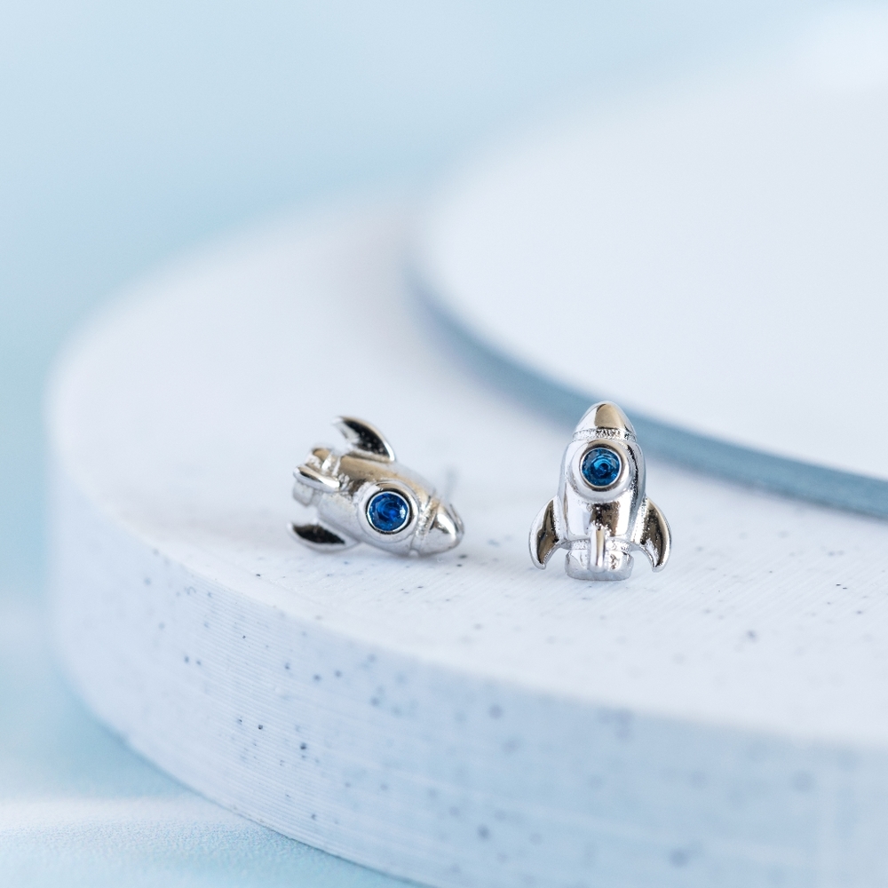 Silver Rocketship Studs (S925) - Only 2 left! - Picture 3 of 8